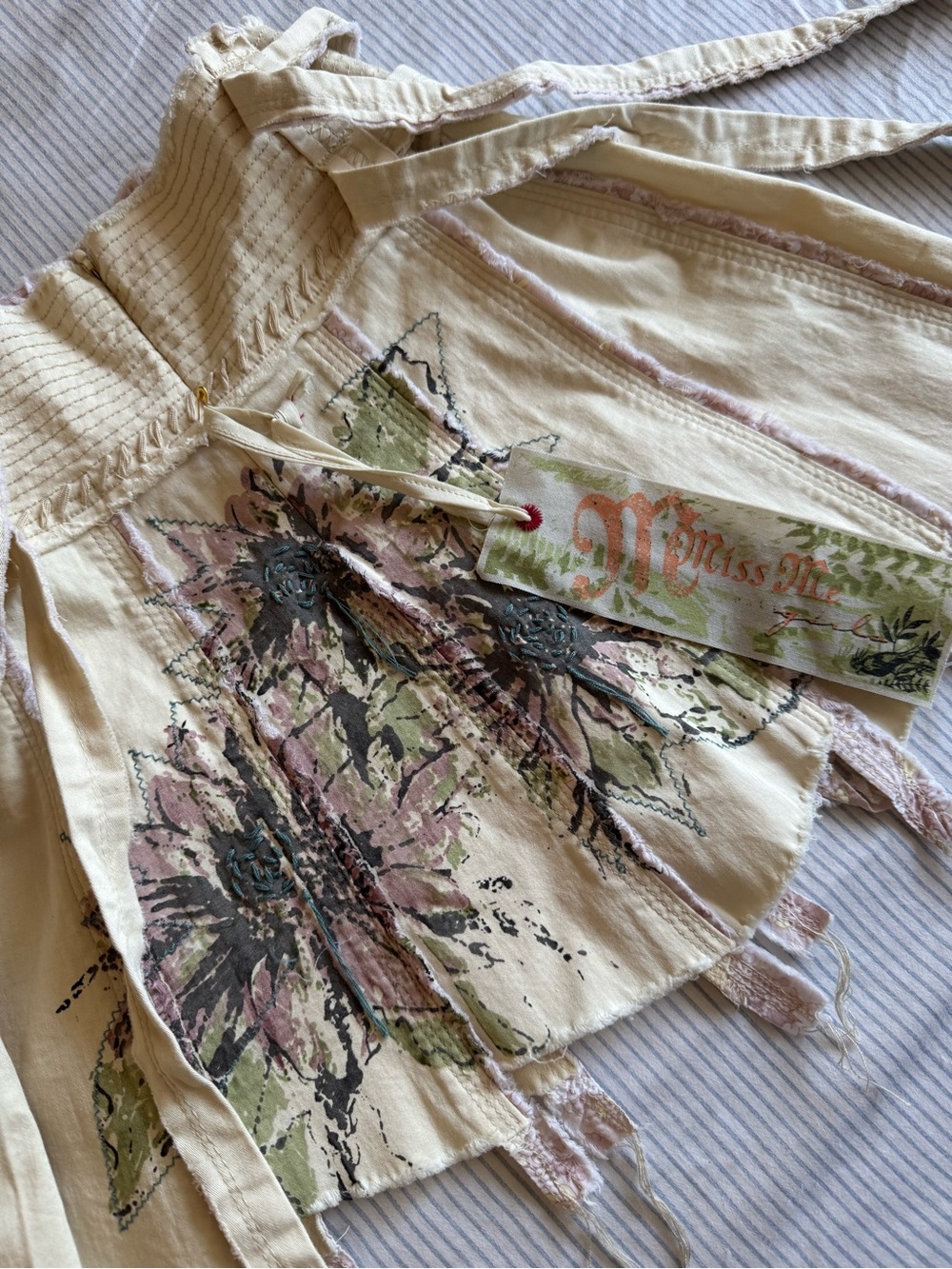 Sweet by Miss Me Cream Fringe Mini Skirt - Picture 4 of 7